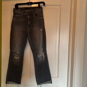 MOTHER The Insider Crop Step Fray Jeans in Ace of Spades size 26
